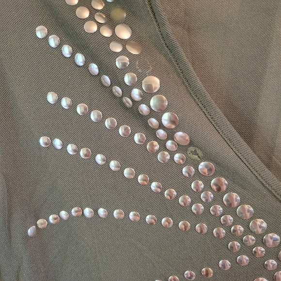 90s Y2K Express Green Sparkle Micro Mesh Embellished Top - Picture 5 of 8